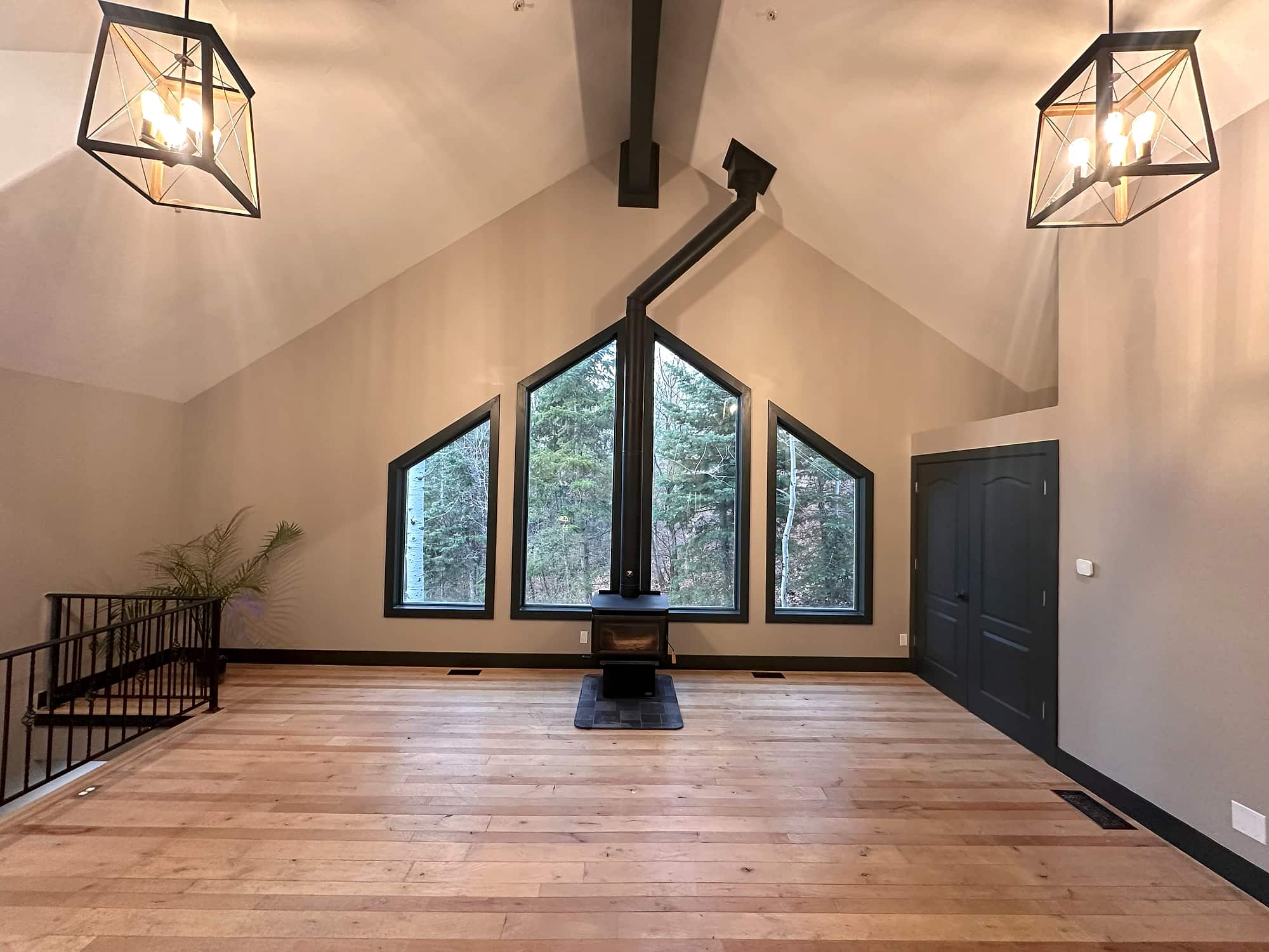 The great room under its vaulted ceiling